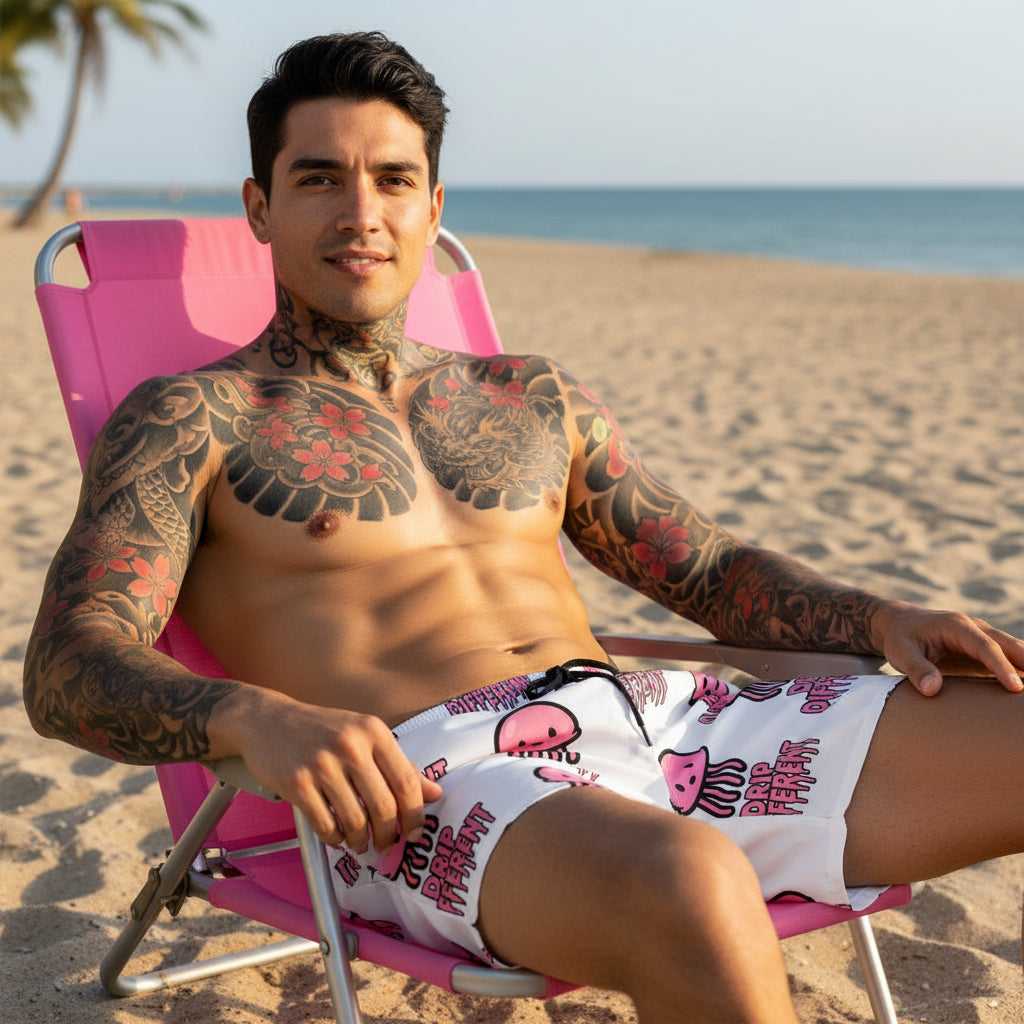 The Jellyfish Ink™ Signature Bubbles Drip Different™ Swim Trunks Adult
